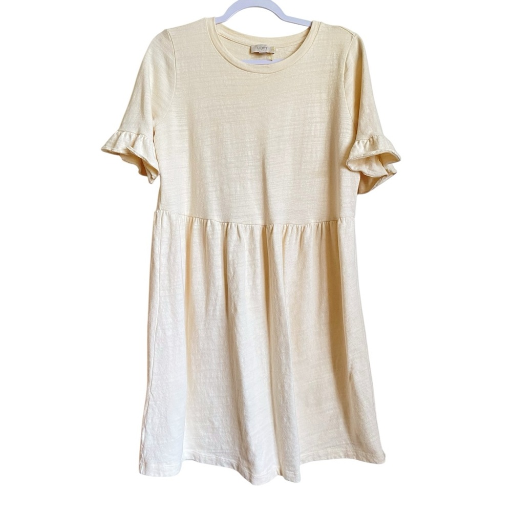 LOFT Cream Ruffle-Sleeve Mini Dress - Picture 3 of 9